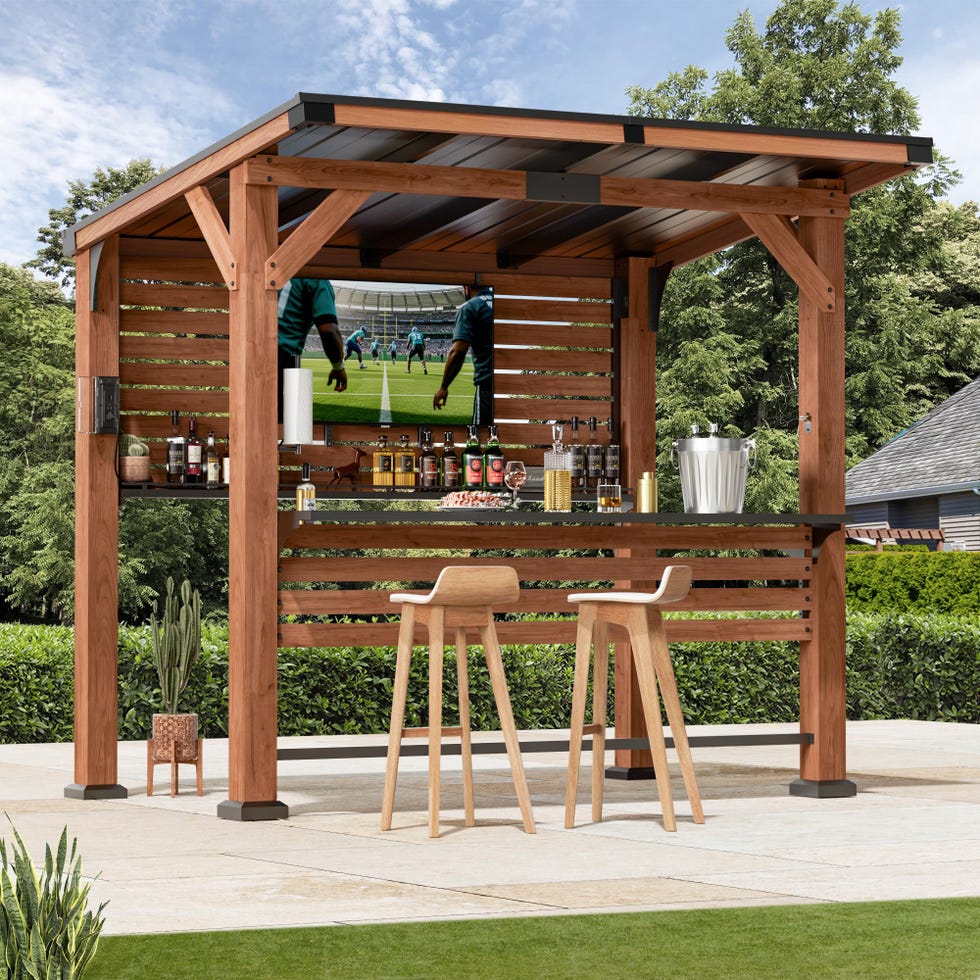 Cedar wooden entertainment bar center