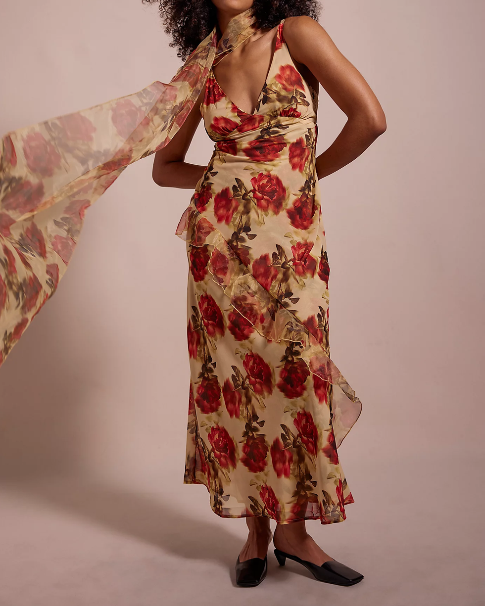Floral Stems Maxi Dress