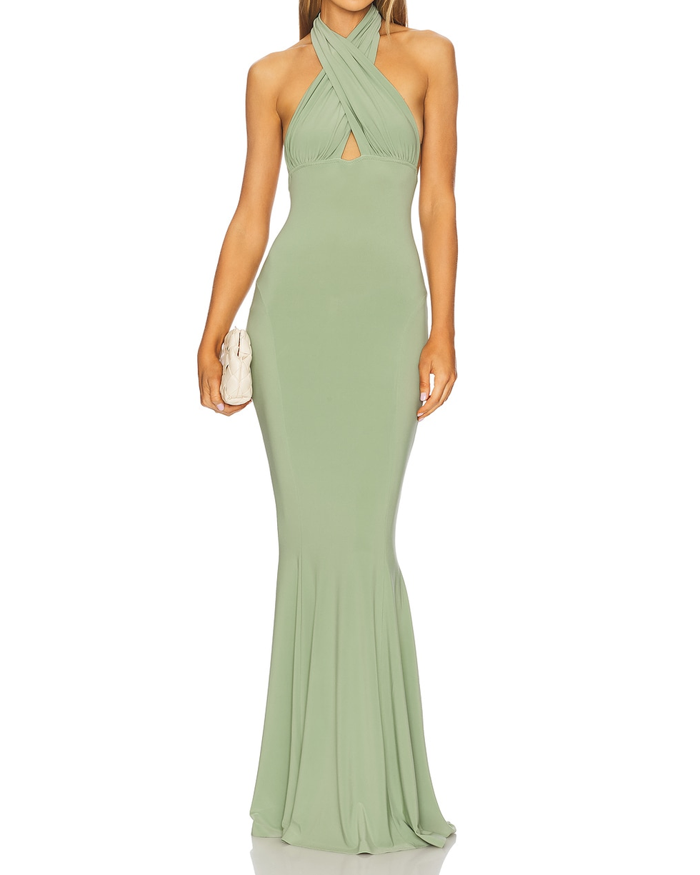 Cross Halter Fishtail Gown