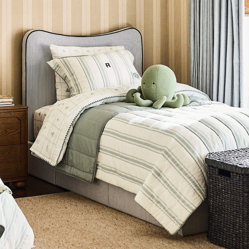 Everette Ocean Green Upholstered Kids Twin Bed