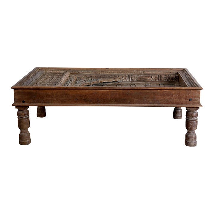 Hand-Carved Antique Farmhouse Coffee Table