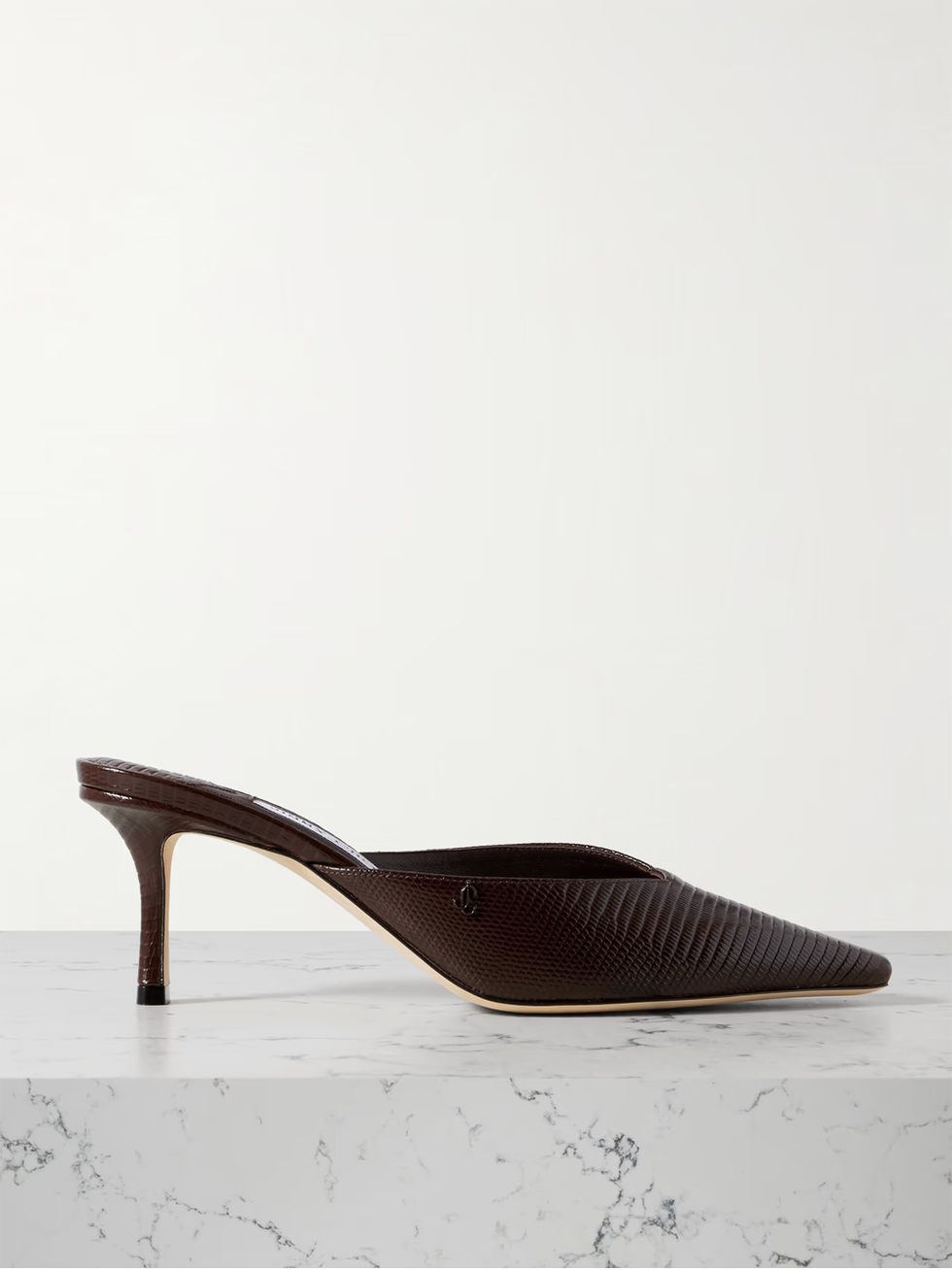 Jimmy Choo Vivi 65 embellished croc-effect leather mules