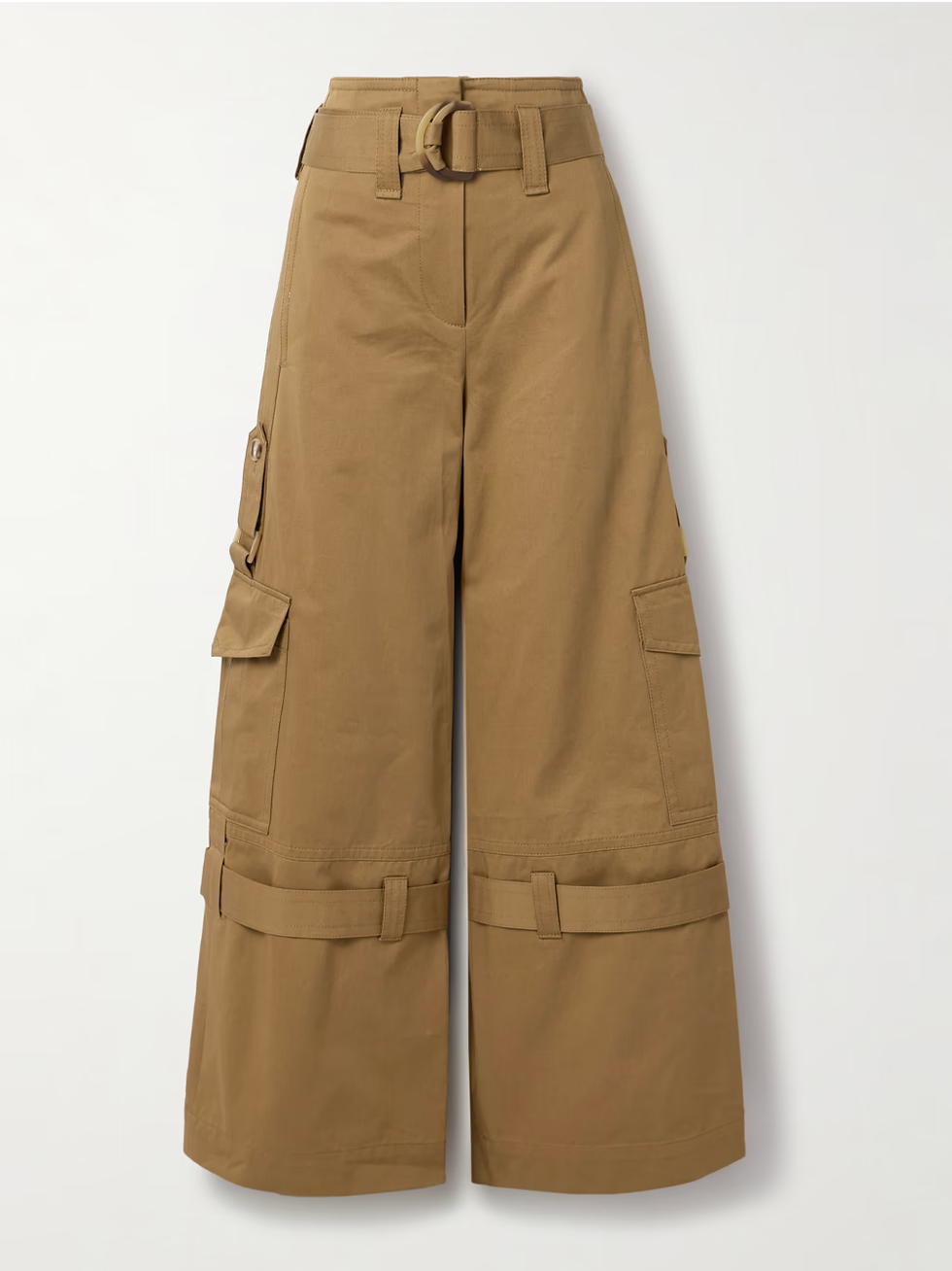 Zimmermann illuminate belted cotton-twill wide-leg cargo pants