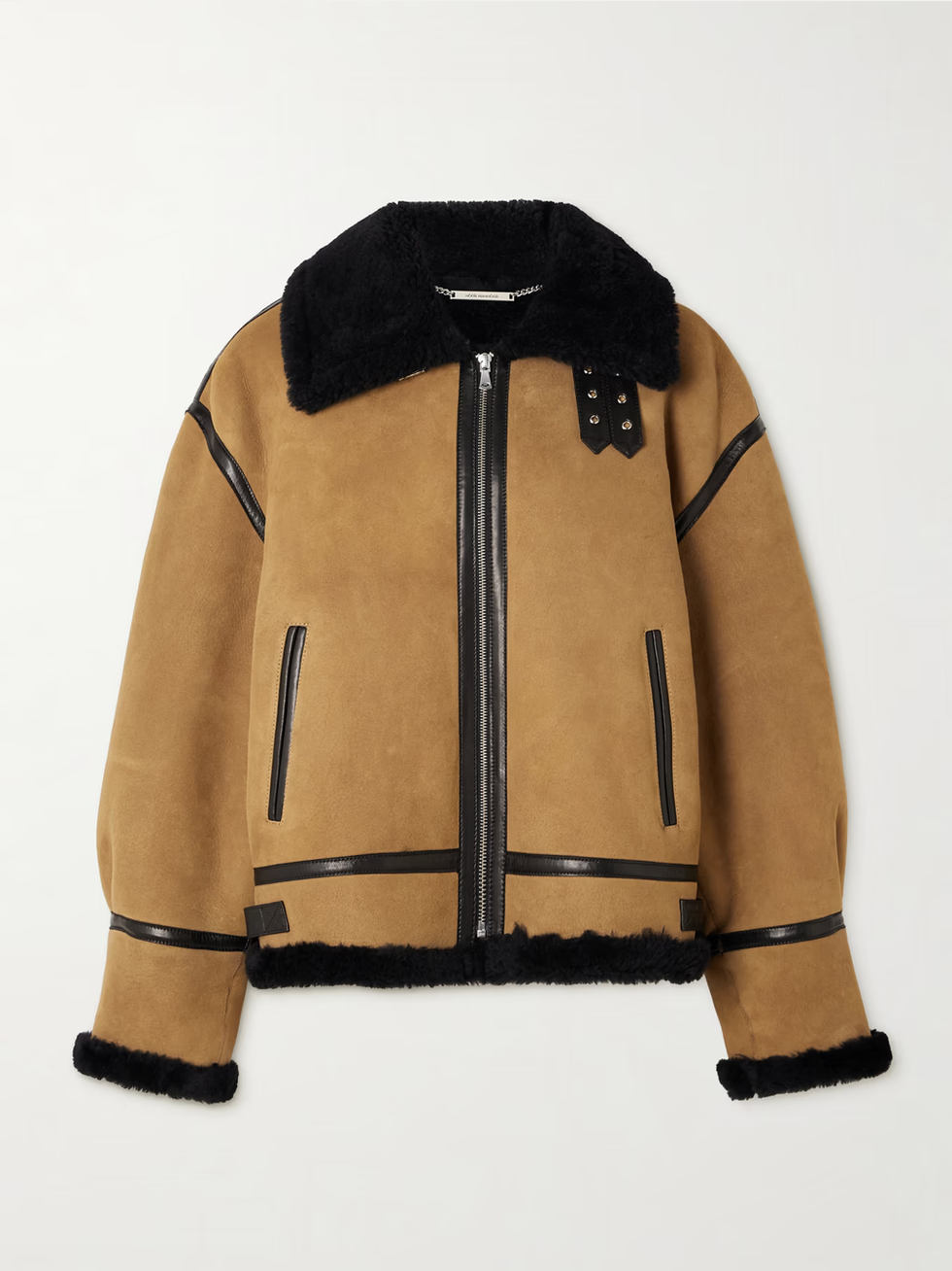 Nour Hammour Portia leather-trimmed shearling jacket