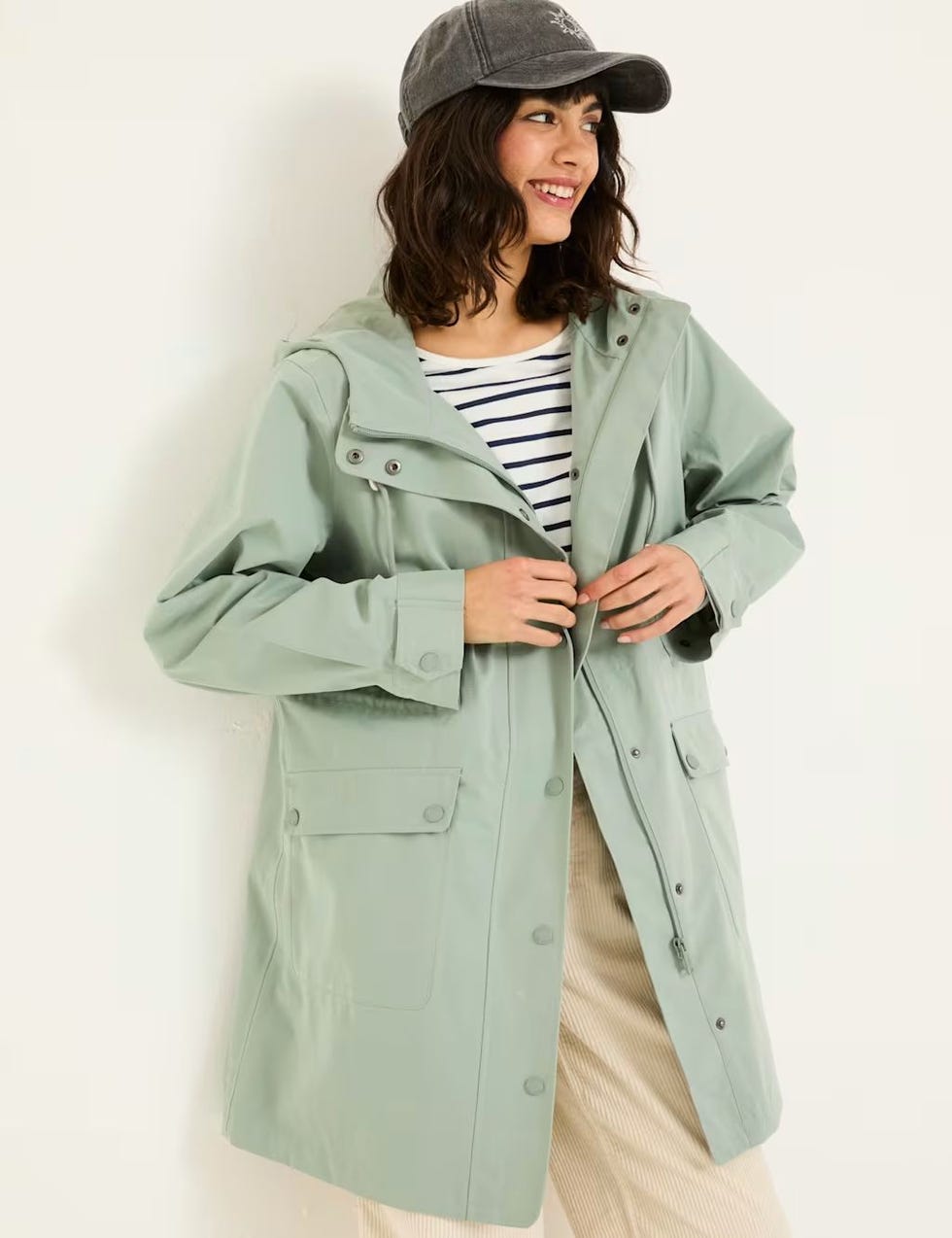waterproof hooded relaxed longline raincoat