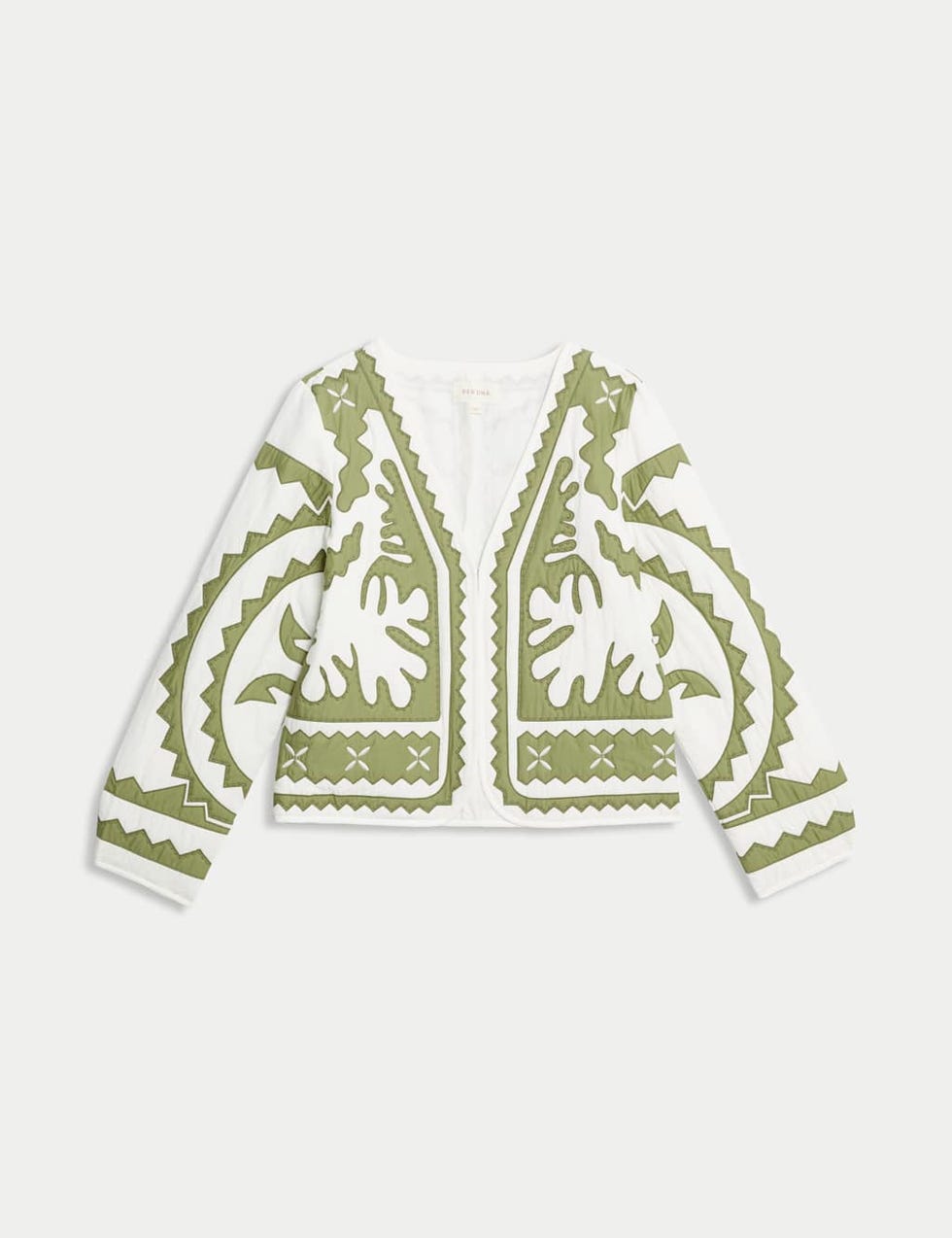 Pure Cotton Applique V-Neck Bomber Jacket