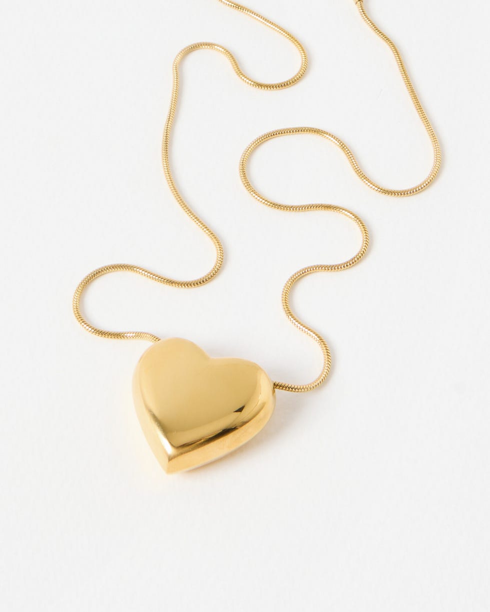 Violeta Gold Tone Puffy Heart Pendant Necklace