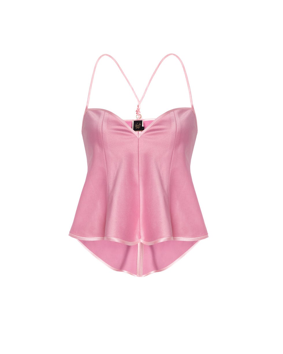 Satin corset top in pink