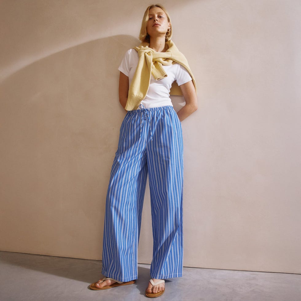 Blue Stripe Cotton Trouser
