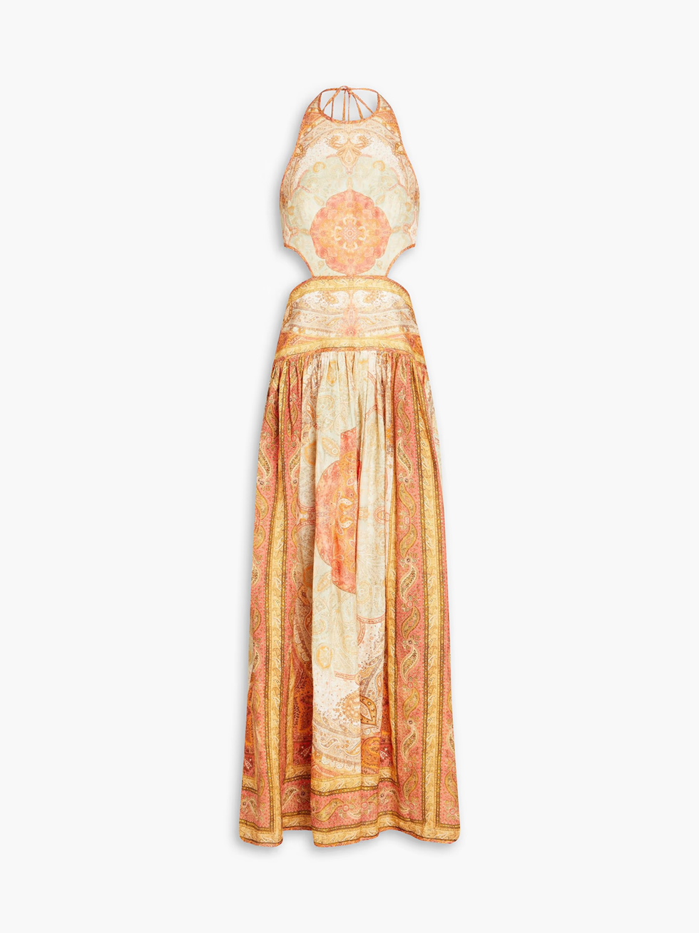 Zimmermann cut-out paisley print linen halter-neck maxi dress