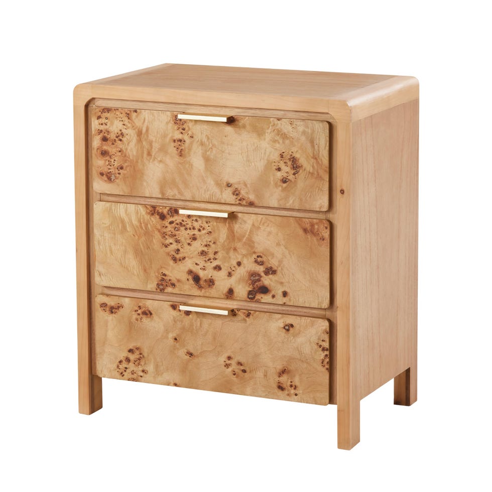 Burl Finish 3-Drawer Nightstand 