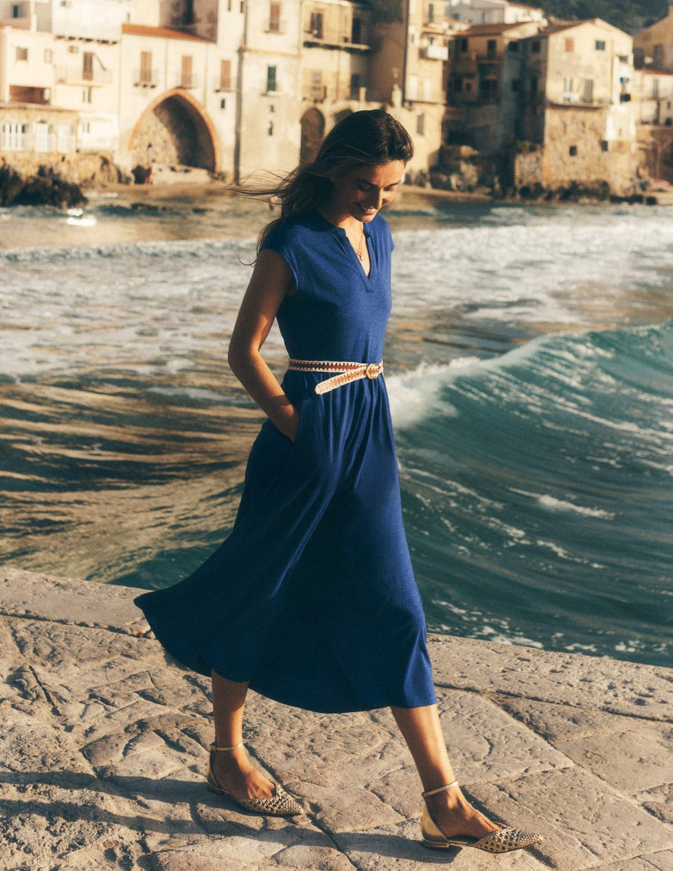 Chloe Jersey Midi Dress Starboard Blue