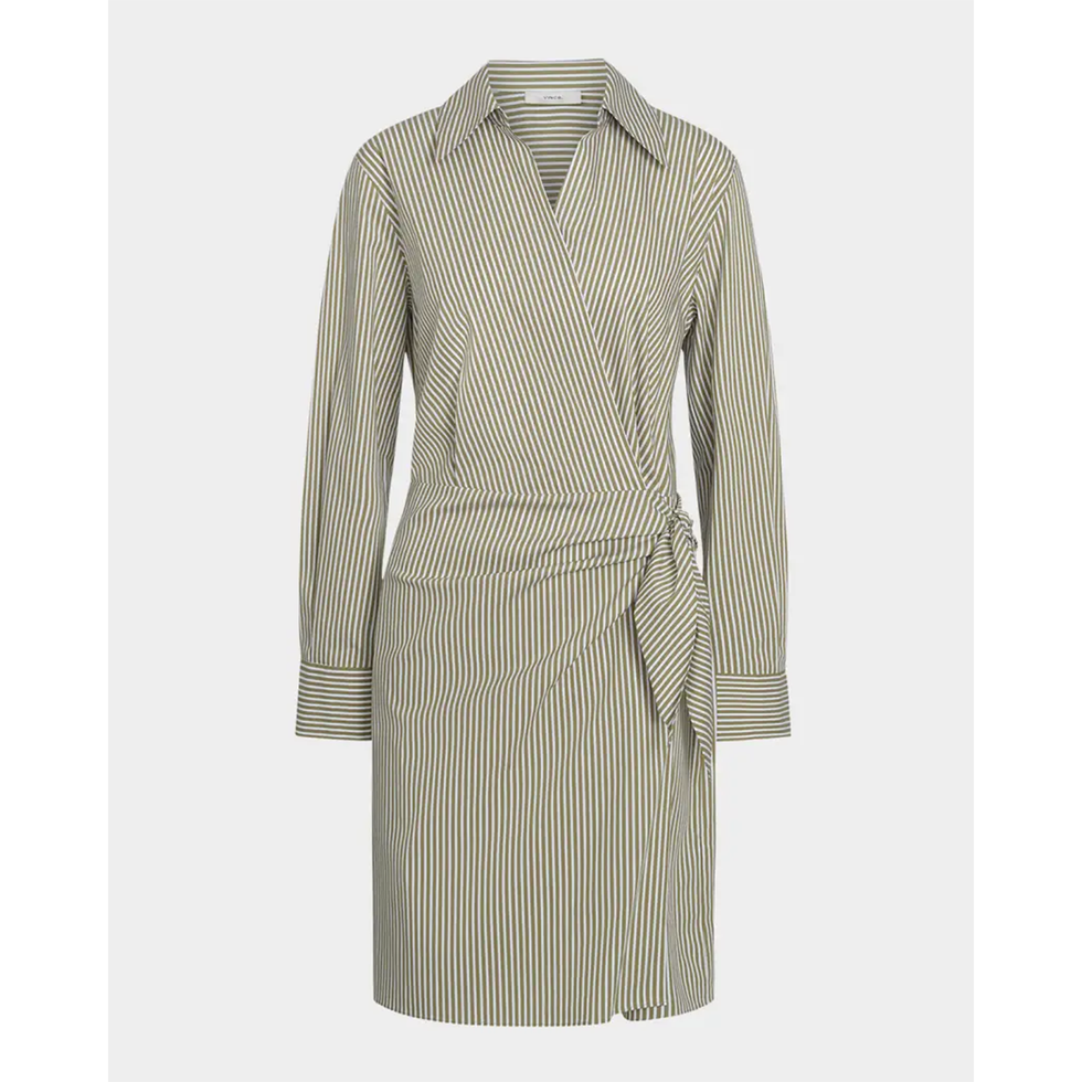 Furrow Stripe Wrap Shirtdress