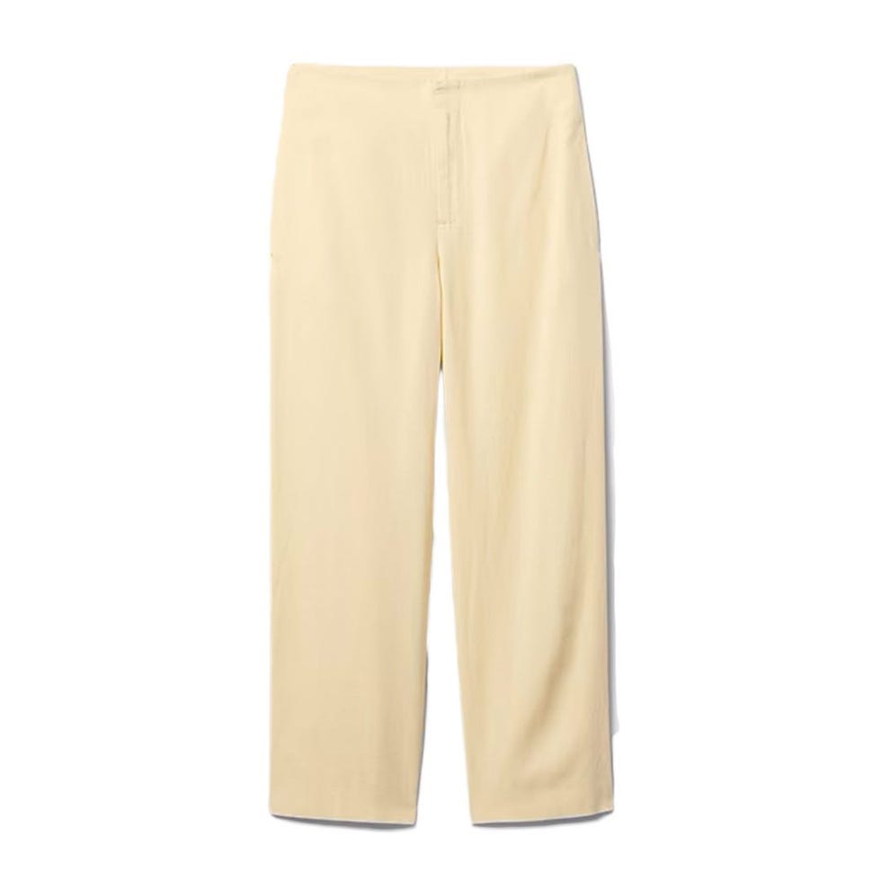 Linen-Blend Relaxed Straight Ankle Pants
