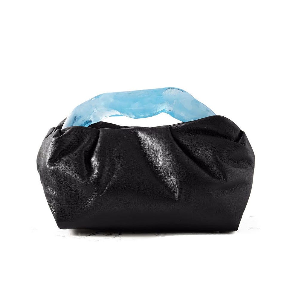 Lunchbox Pleated Leather and Resin Clutch