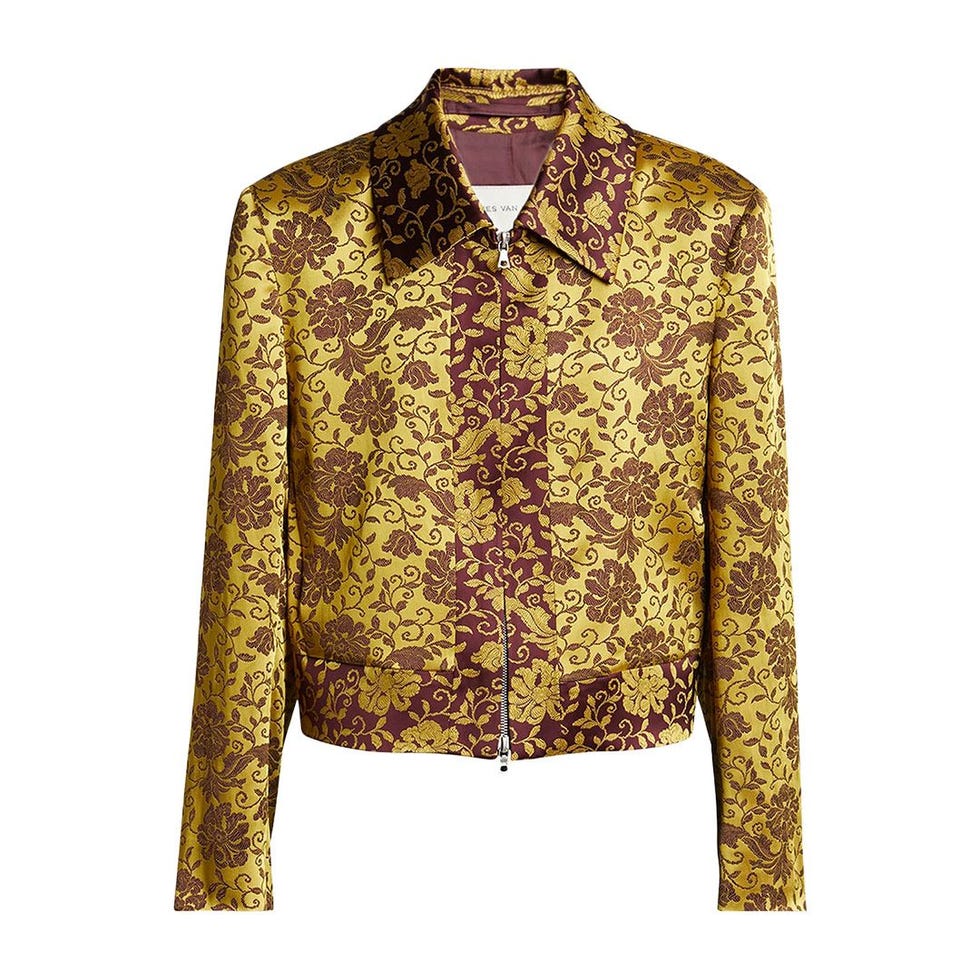 Floral Jacquard Crop Satin Jacket