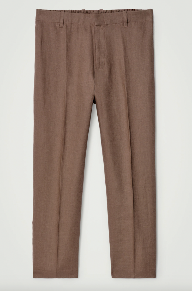 Elasticated Linen Straight-Leg Pants