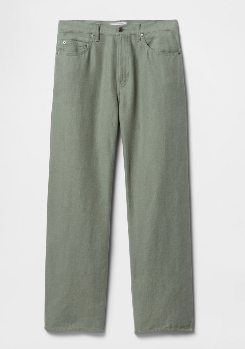 Linen-Cotton '90s Loose Herringbone Pants