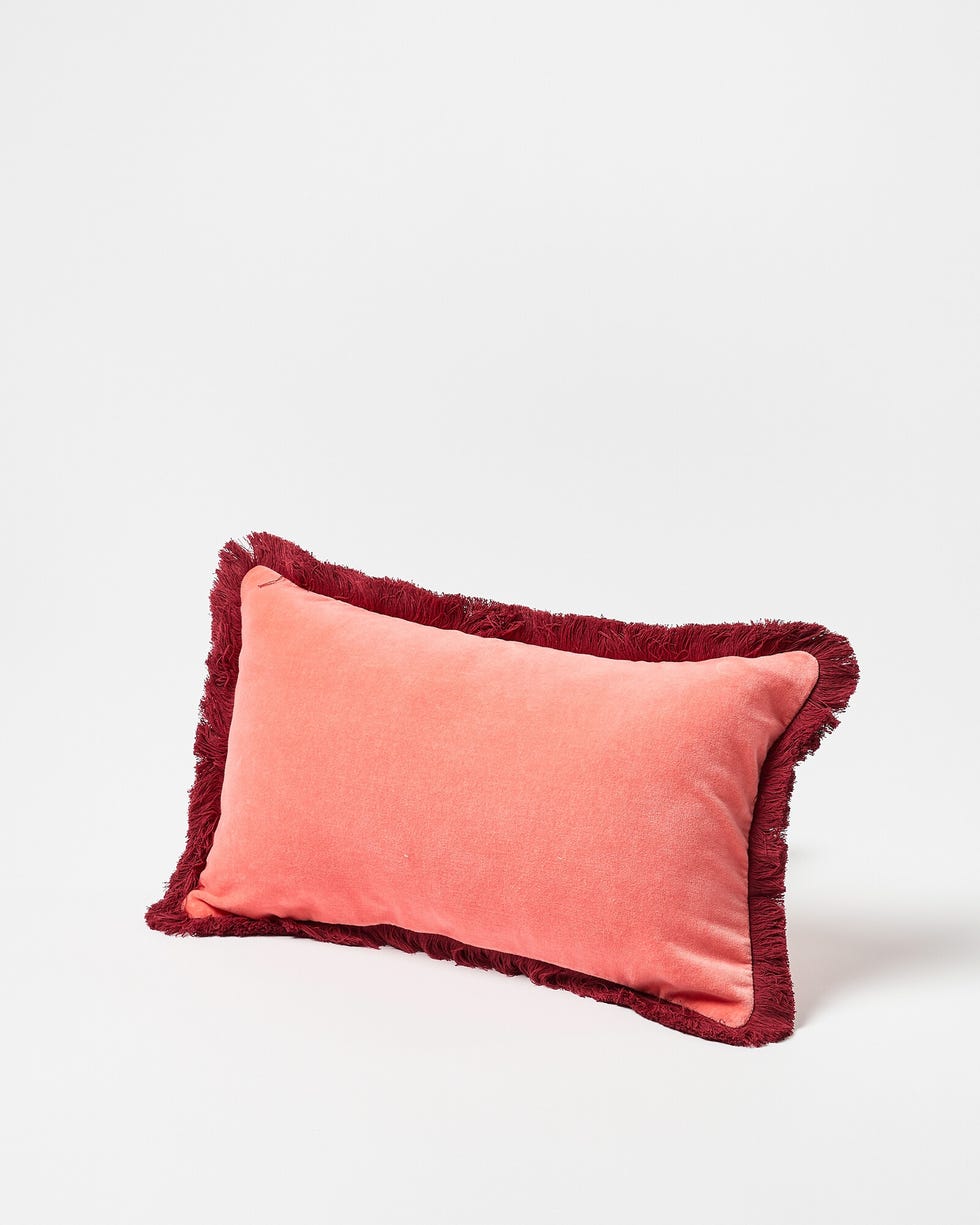 Issey Pink Velvet Fringed Cushion