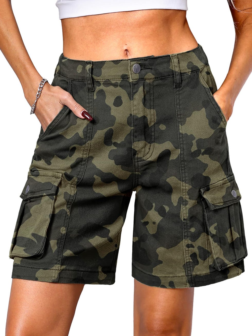 Women High Waisted Bermuda Shorts