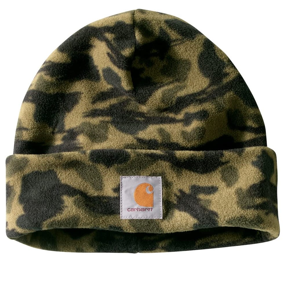 Men's Fleece Beanie, Black Blind Duck Camo