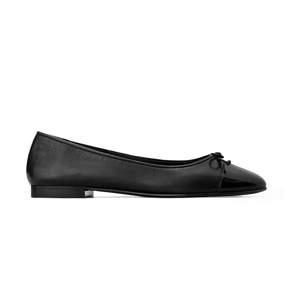 Bow Cap-Toe Logo Ballerinas 