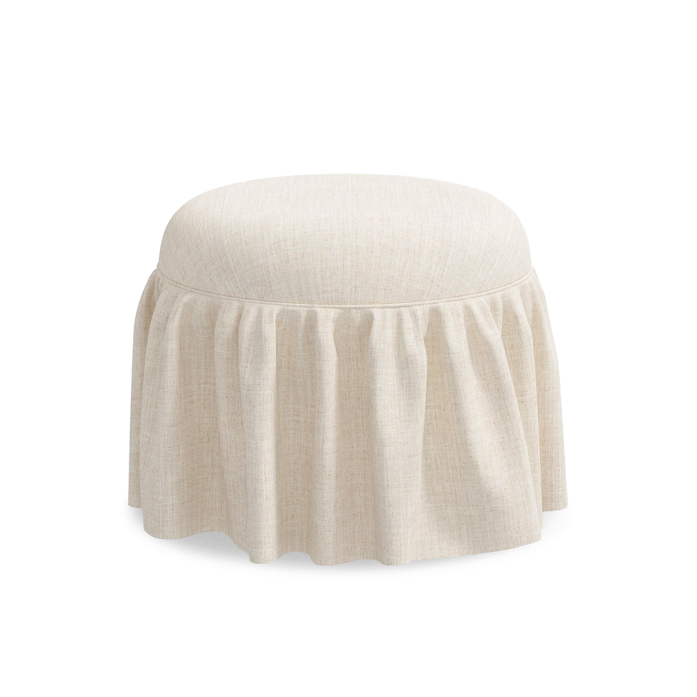 Leary Ottoman in Talc Linen