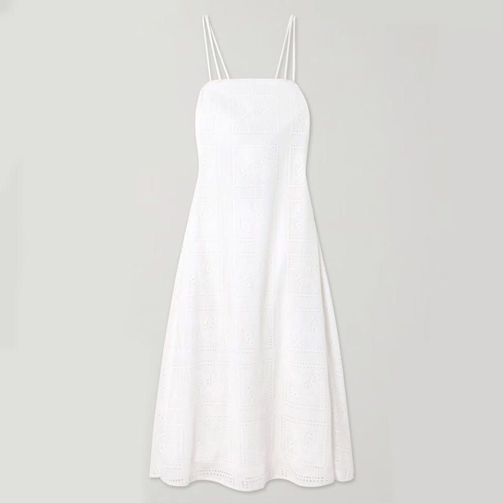 Open-Back Broderie Anglaise Cotton Midi Dress