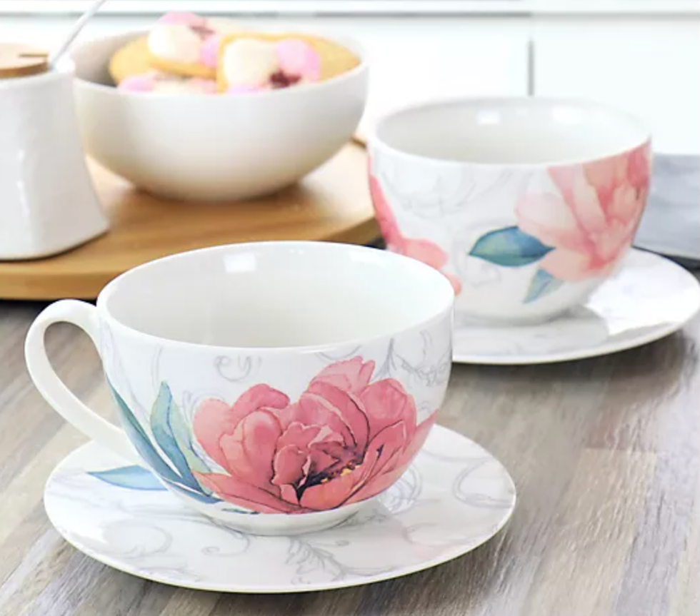 12 Piece Floral Cup and Saucer Set