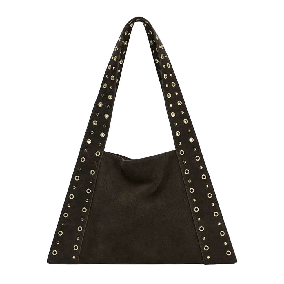 Suede Studded Shoulder Bag