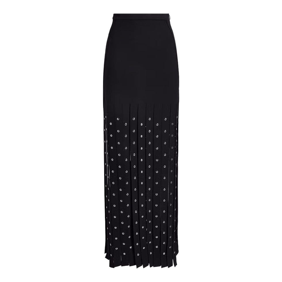 Effe Studded Fringe Knit Skirt