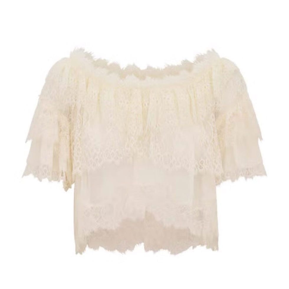 Vienne Lace Chiffon Off-the-Shoulder Top