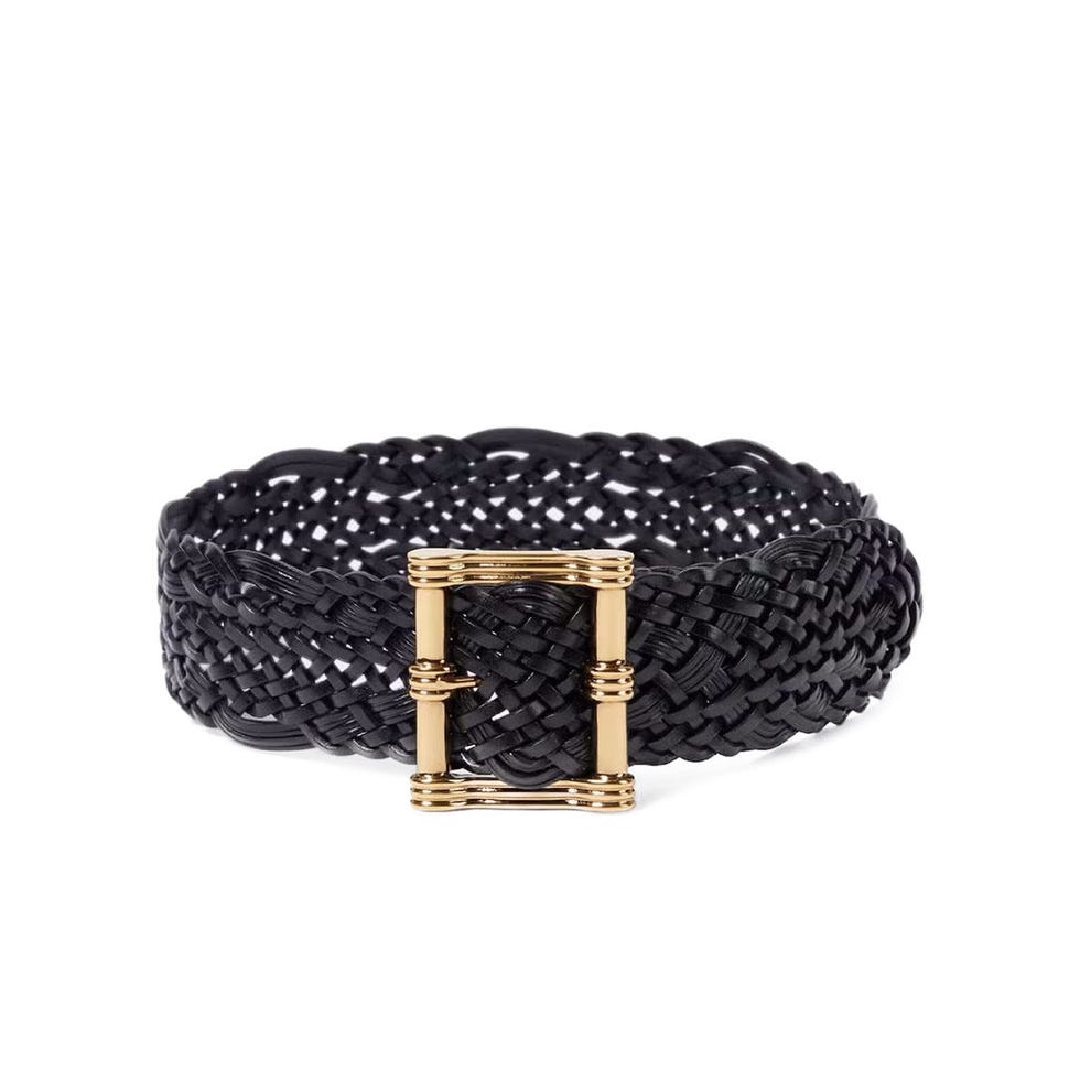 Woven leather belt
