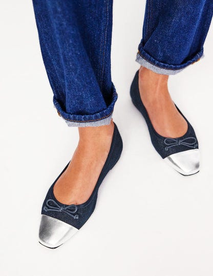 Toe Cap Ballet Flat Denim