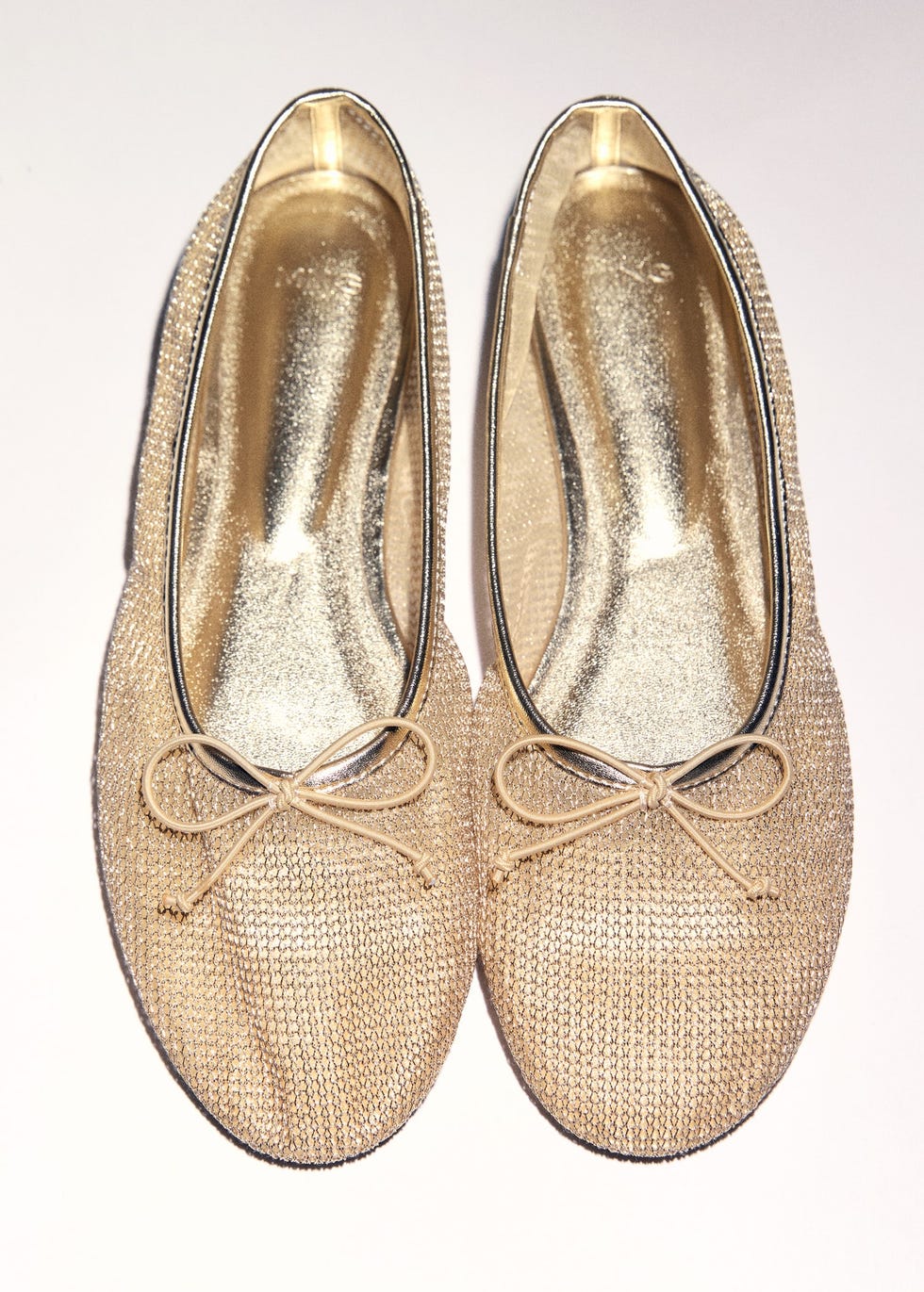 Mesh ballerina flats with bow