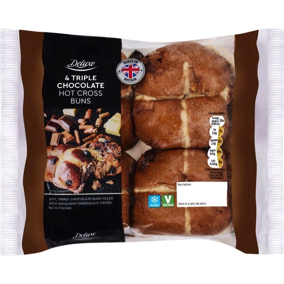 Deluxe Triple Chocolate Hot Cross Bun 4pk