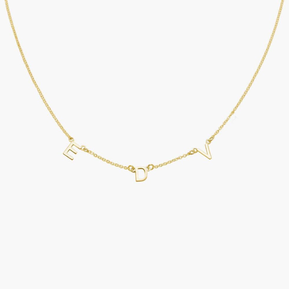 Inez Initial Necklace, Gold Plated