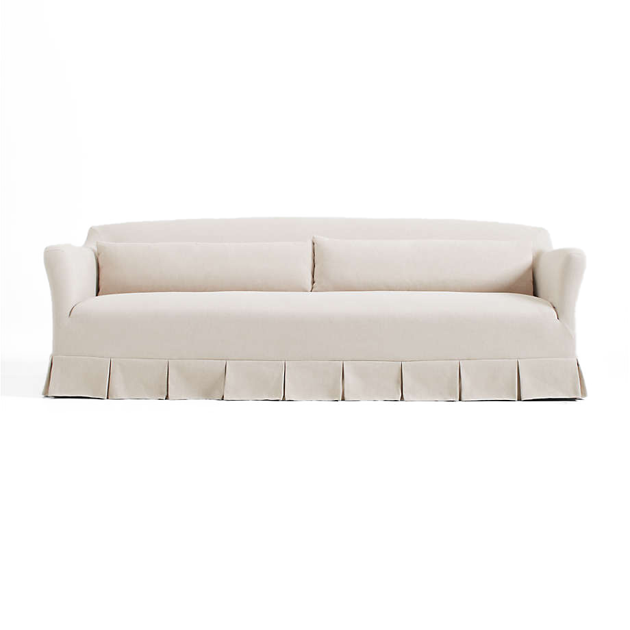 Crawford 90" Slipcovered Sofa with Box-Pleated Skirt