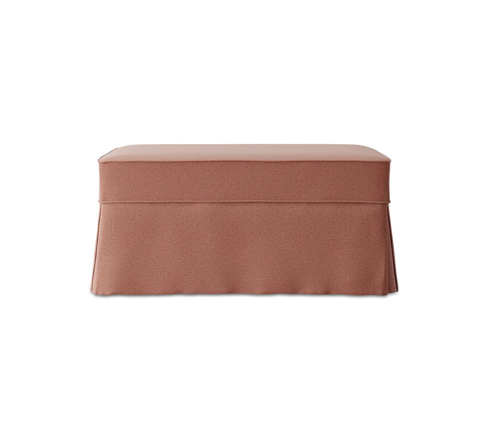 Charleston Slipcovered Ottoman in Rosewood