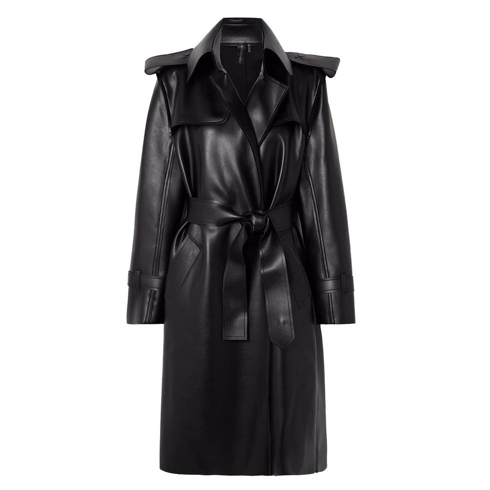 Belted Vegan Leather Trench Coat