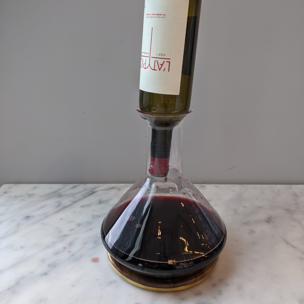 Decanter with Wood Coaster and Aerator
