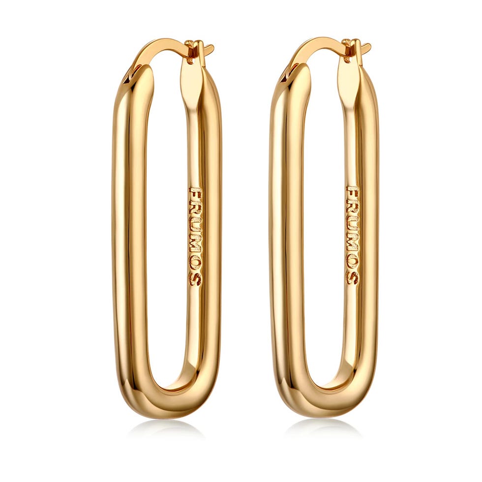 18K Gold Plated Chunky Oval Hoop Earrings