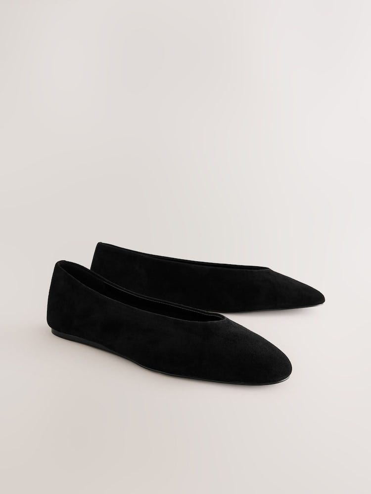Forever Comfort® black suede round toe ballerina pumps