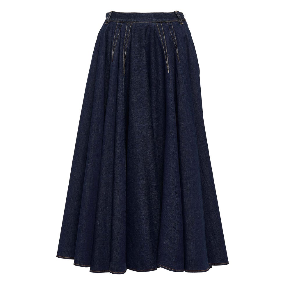 high-rise denim skirt