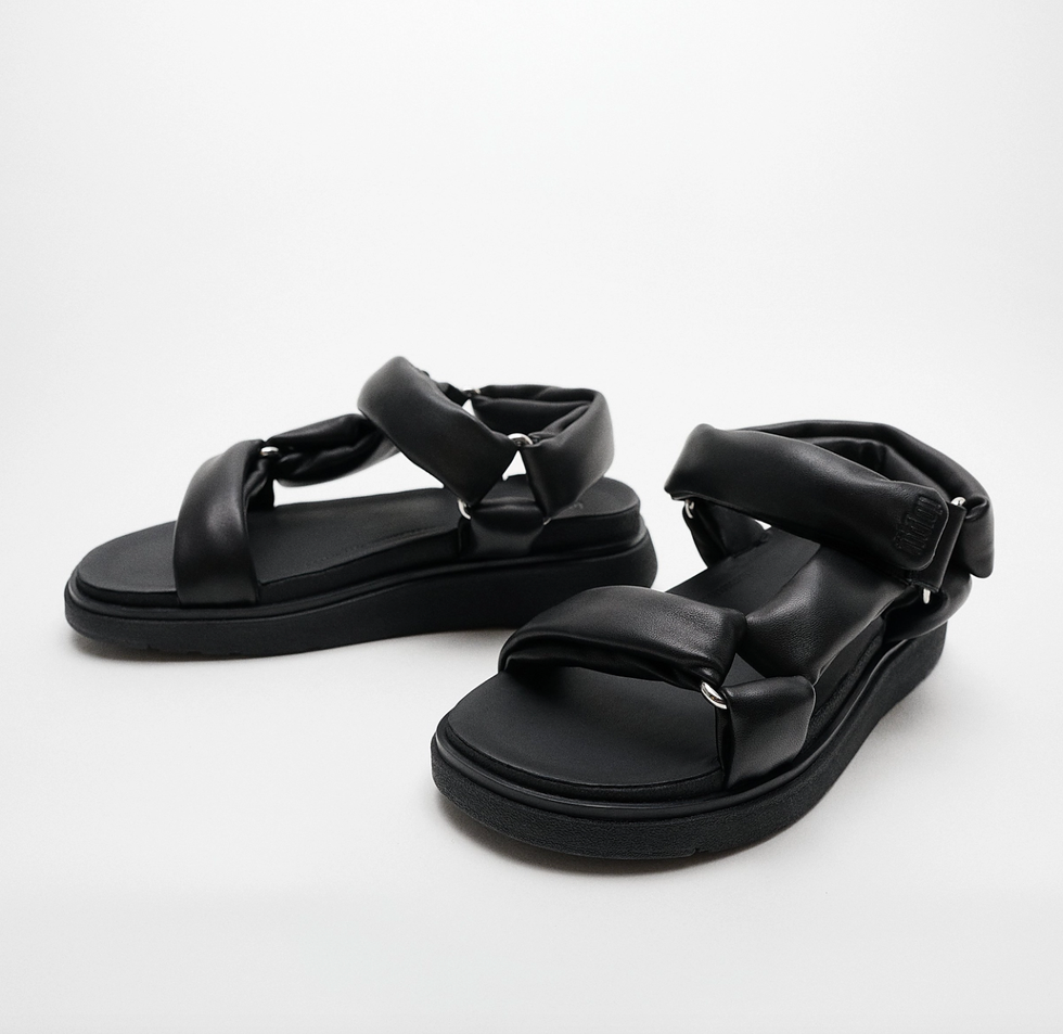 Gen FF all-black soft-leather back-strap sandals