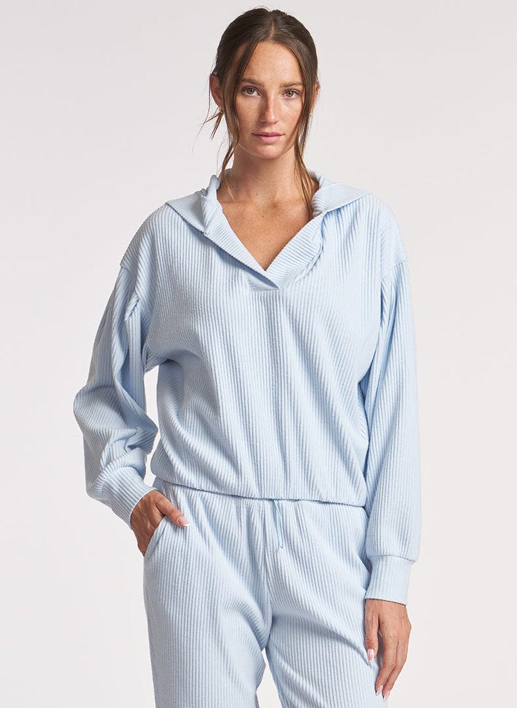 Brushed Rib Pleat Sleeve Hoodie