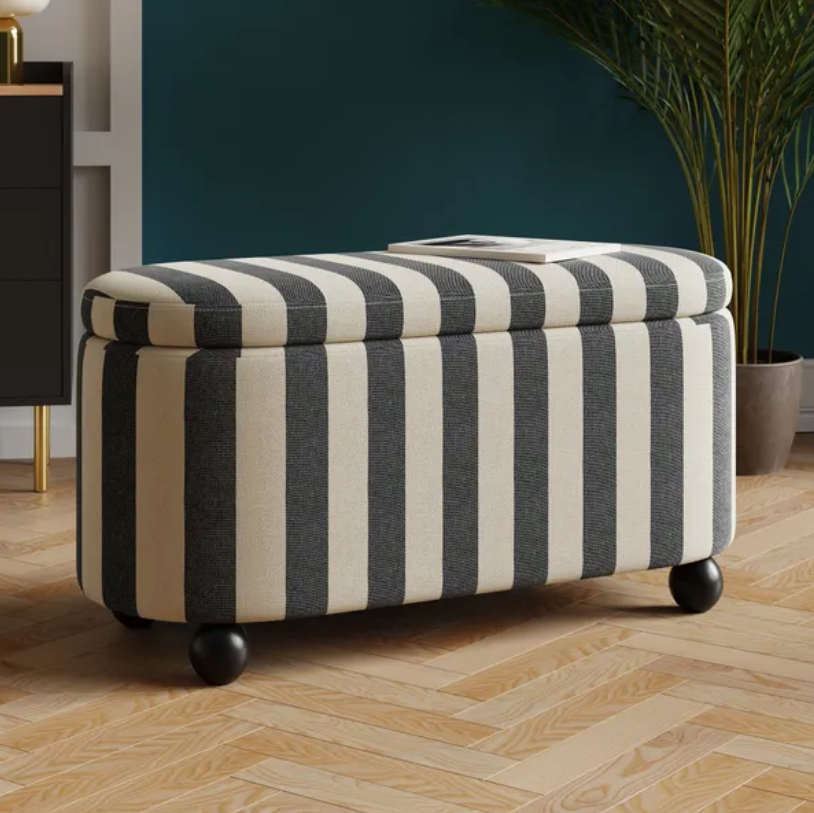 Nylah Woven Stripe Storage Ottoman