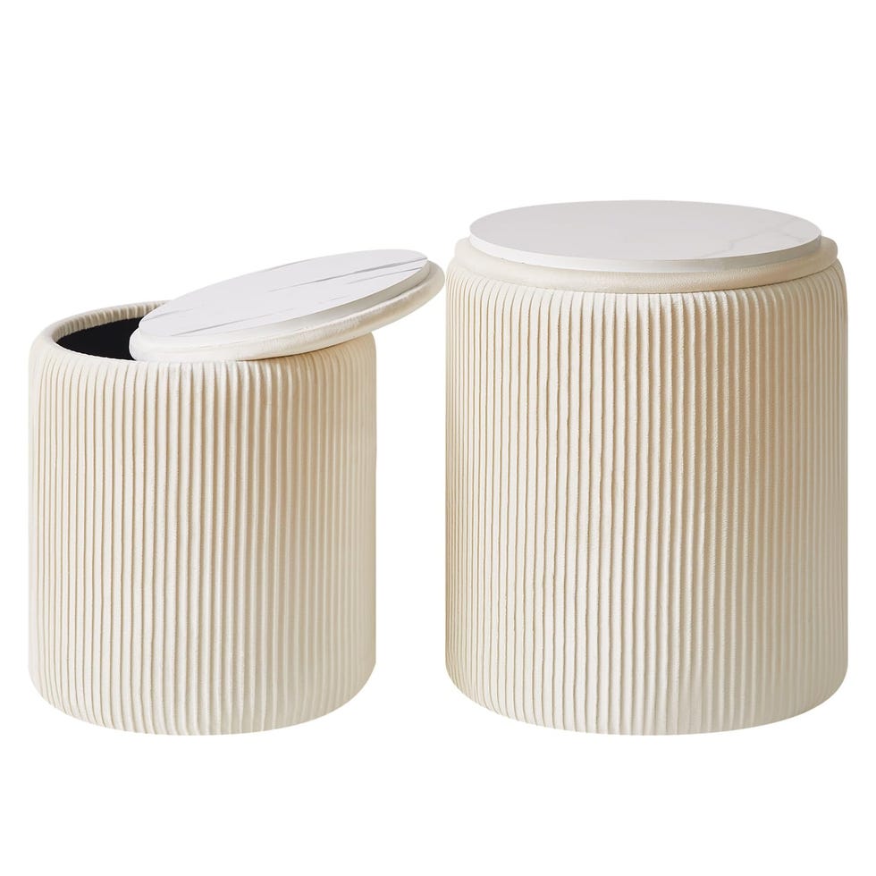Set of 2 Round Ottoman with Storage