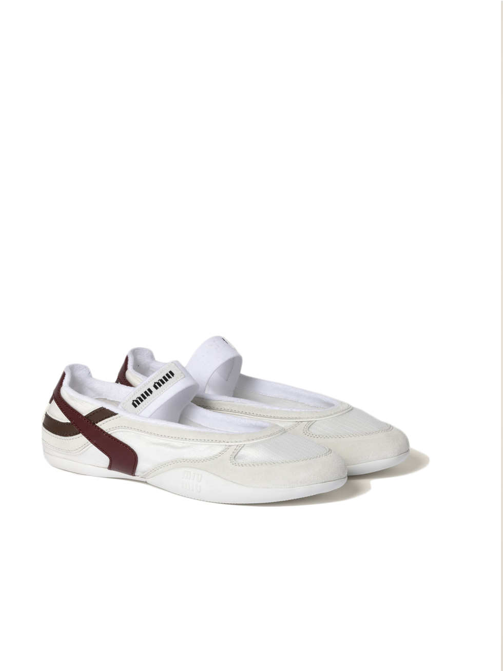 Miu Miu gymnasium technical fabric and suede ballerinas
