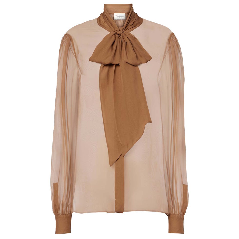 tie-neck chiffon blouse